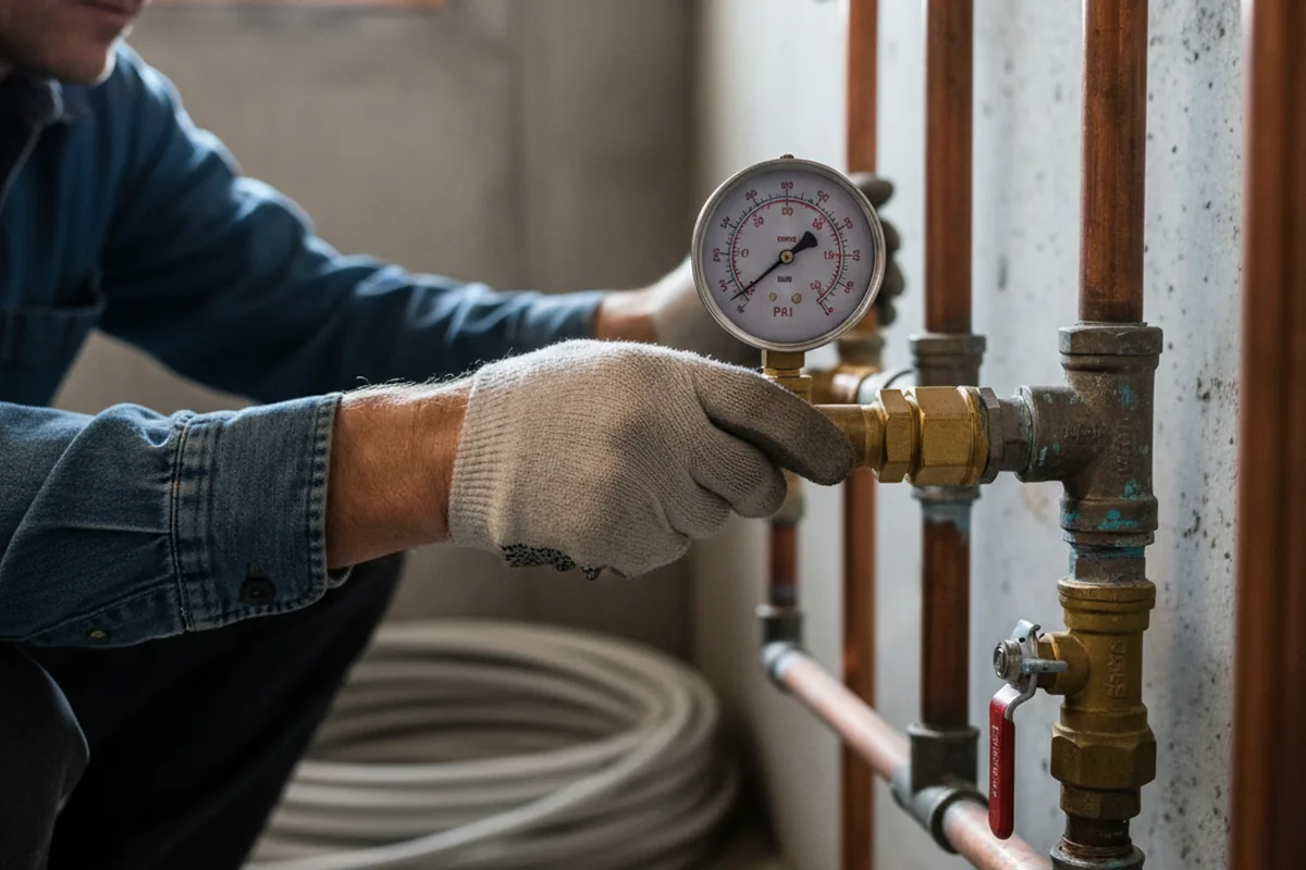 Pressure testing a repaired line during Water Line Repair in Senoia